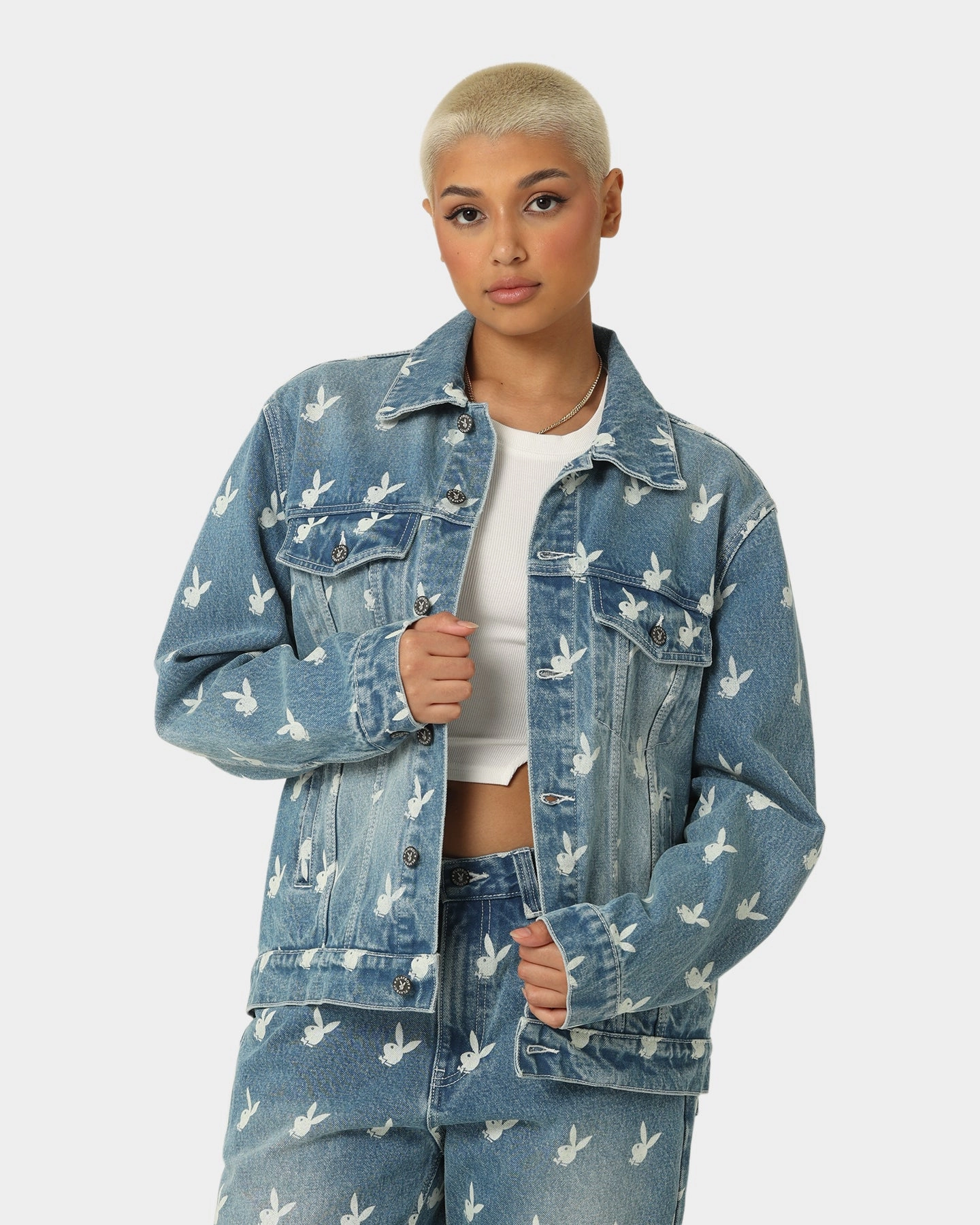 Playboy By CK Players Denim Jacket Vintage Blue Water resistant coating