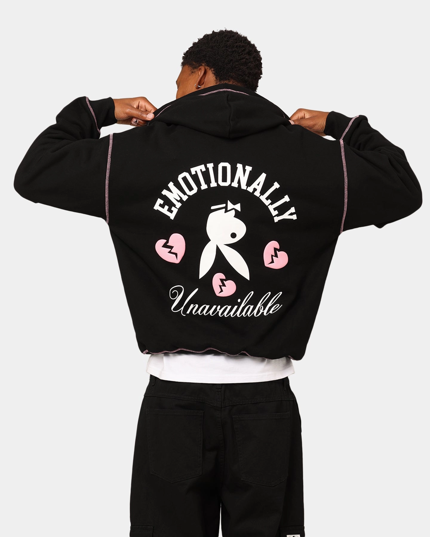 Adjustable Waistband Playboy By Culture Kings Lover Boy Full Zip Hoodie Black
