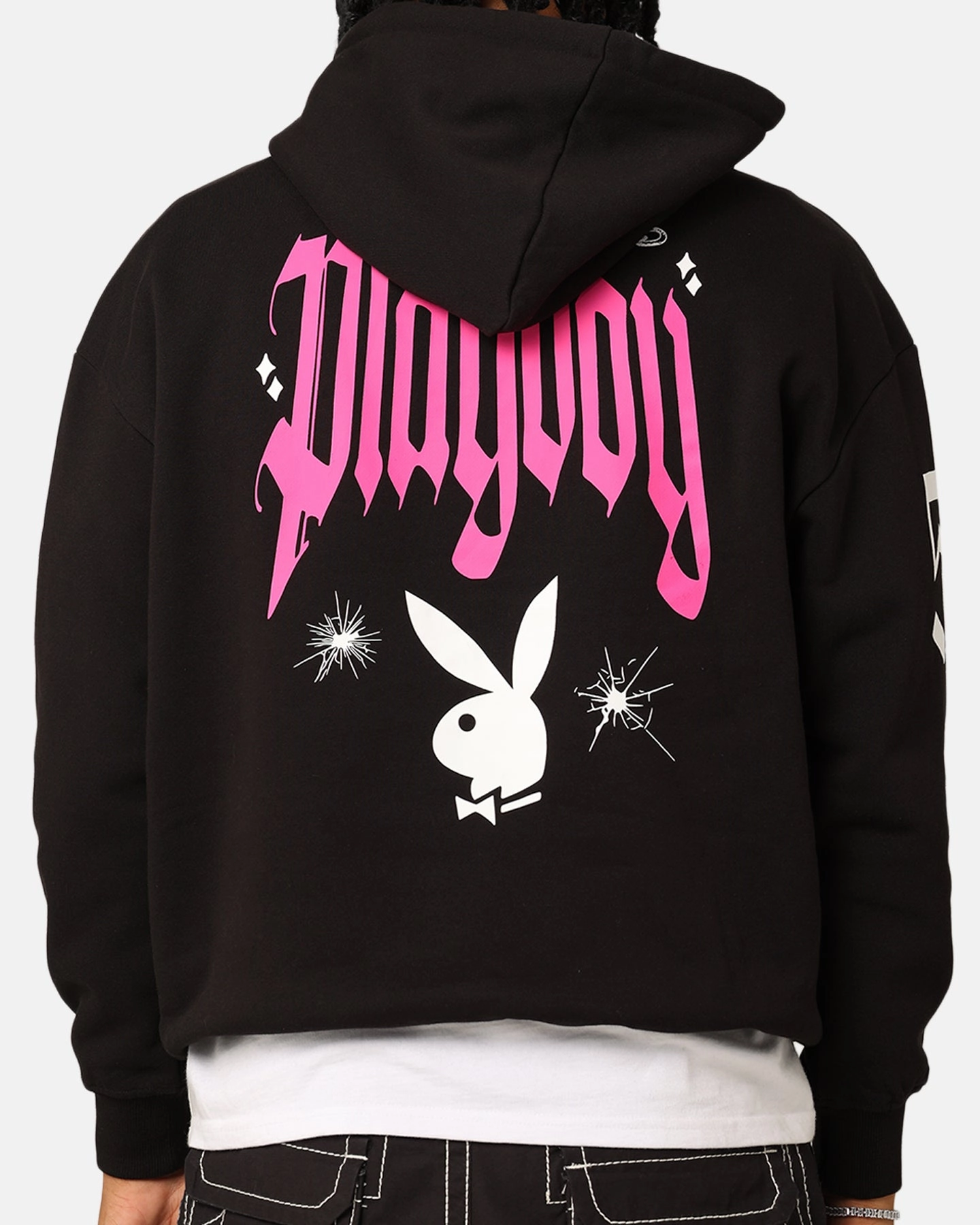 Playboy Card Hoodie Black mid-length