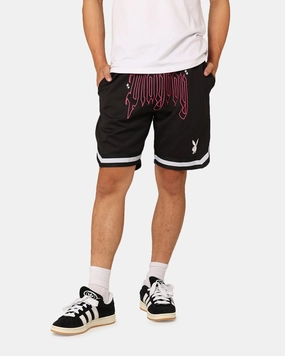 Sporty Vibes Snag Free Fabric Playboy Card Shorts Black