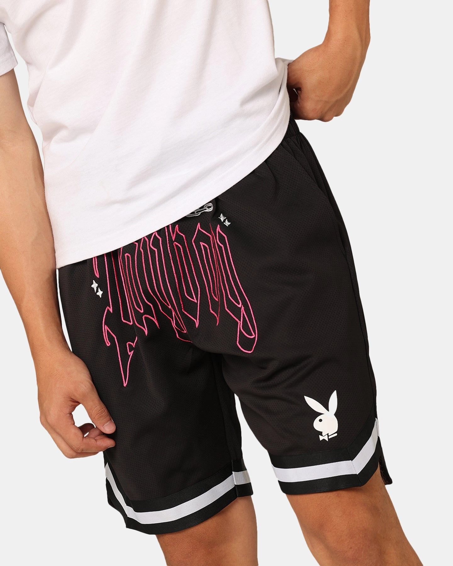 Playboy Card Shorts Black Stay Cool Eco Friendly Dye Process