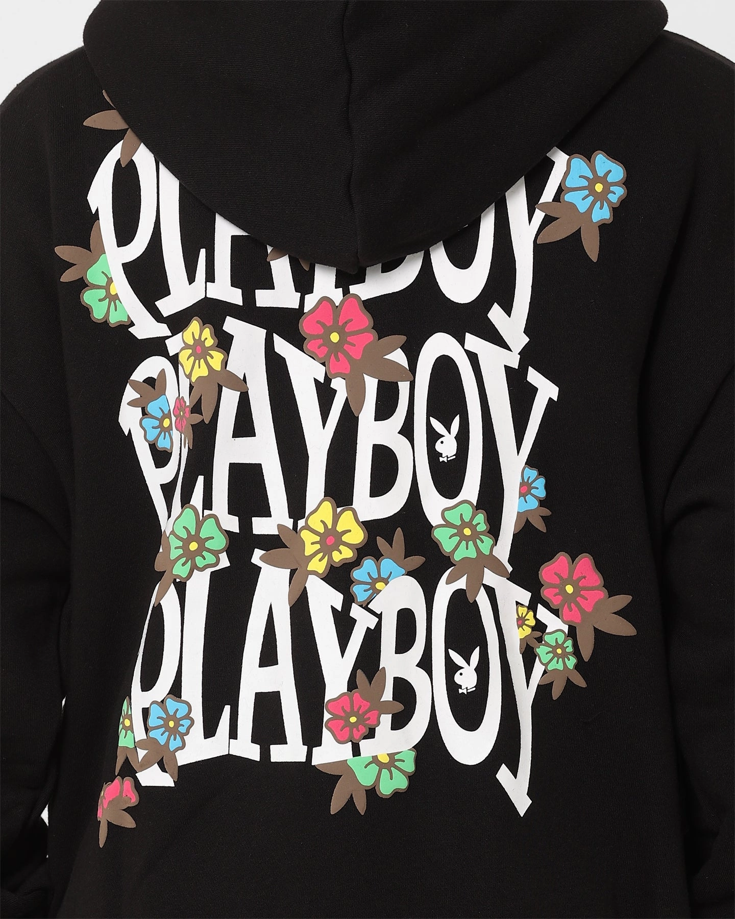 Playboy Flowers Hoodie Black Lightweight Warmth