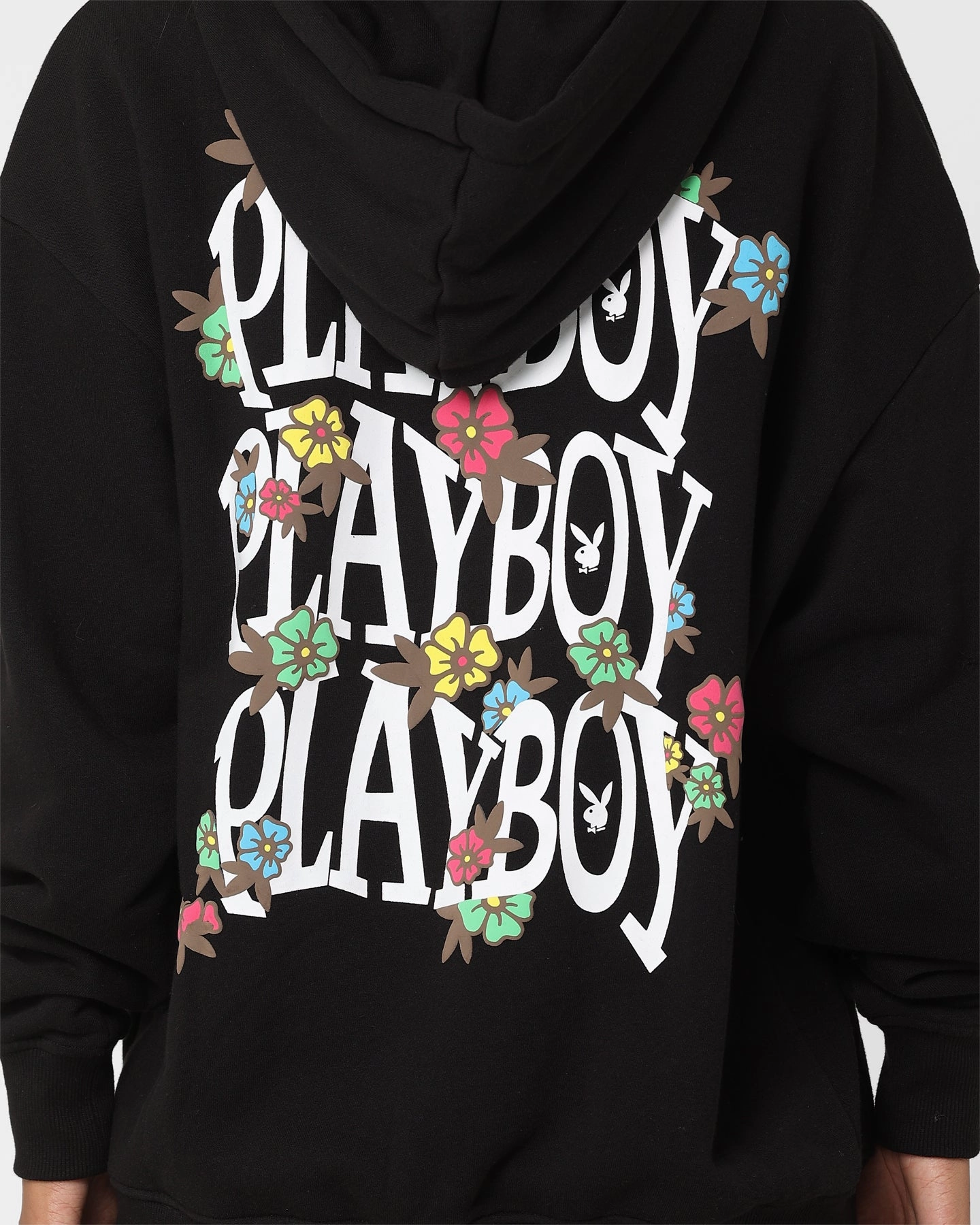 Winter Comfort Altruism Playboy Flowers Hoodie Black