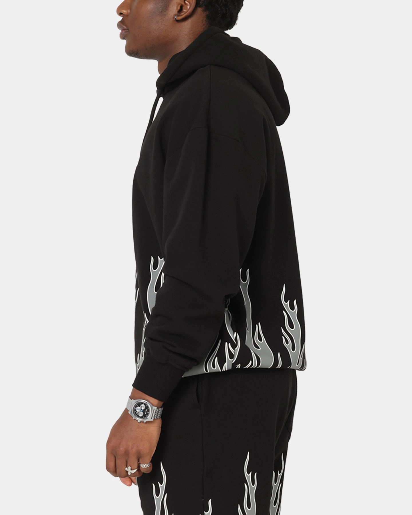 Playboy Gothic Flames Hoodie Black Hooded Sport Integration long term lease