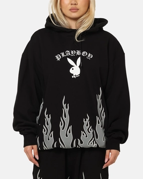 Fresh Function Playboy Gothic Flames Hoodie Black
