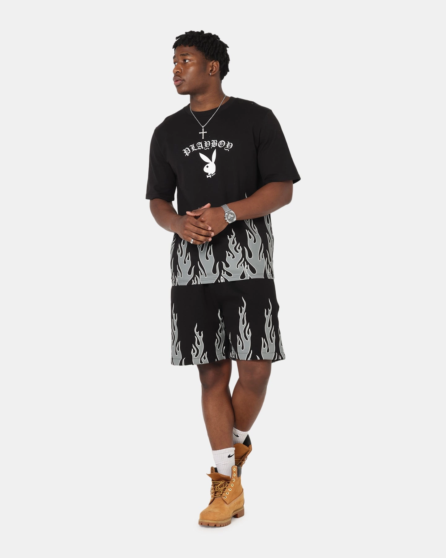 Hygienic Antimicrobial Layer Playboy Gothic Flames Shorts Black