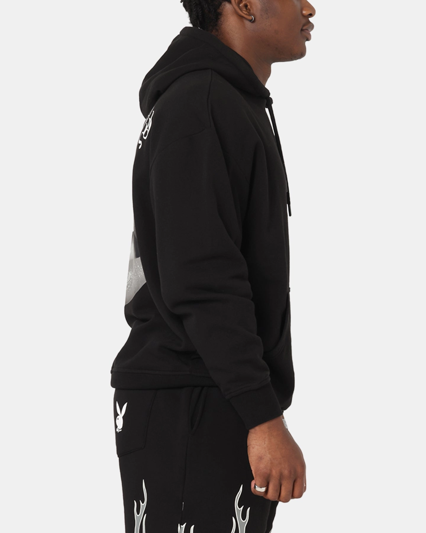 Easy Care Wash Fabric Playboy Gothic Mono Lips Hoodie Black