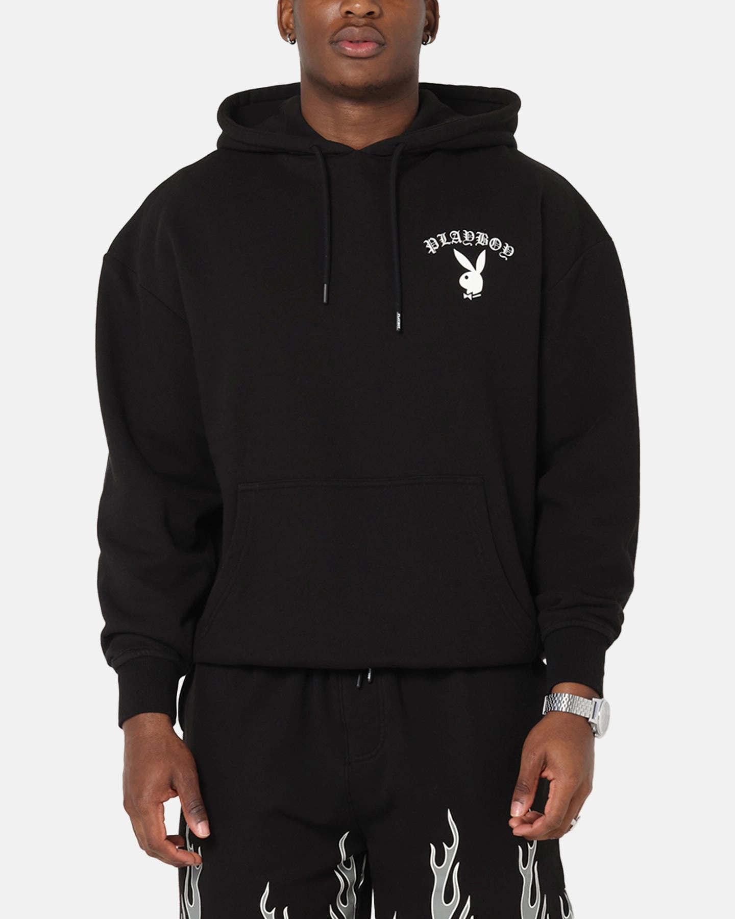 Playboy Gothic Mono Lips Hoodie Black WaterResistant Shell port
