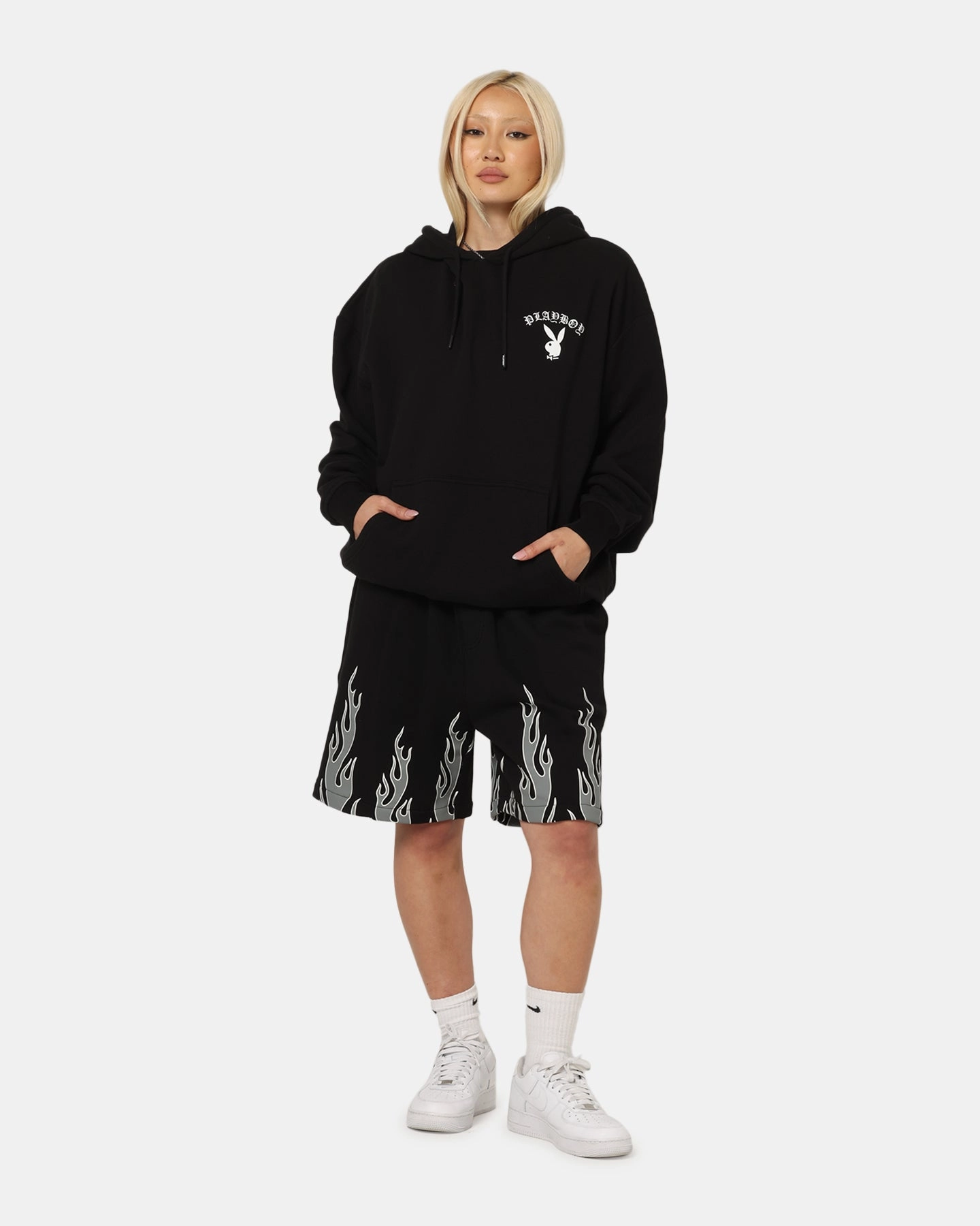 License Playboy Gothic Mono Lips Hoodie Black