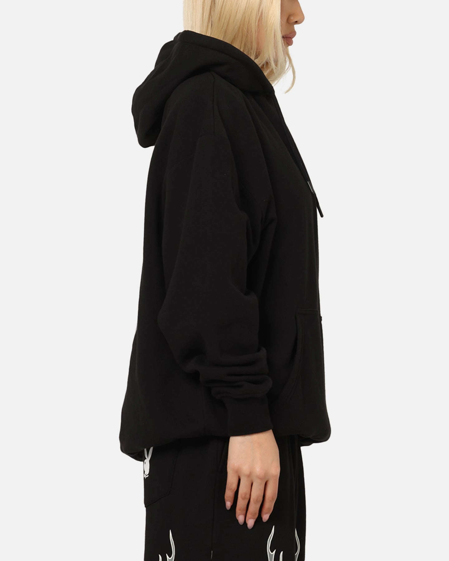 Playboy Gothic Mono Lips Hoodie Black Windproof Barrier Taped Seams