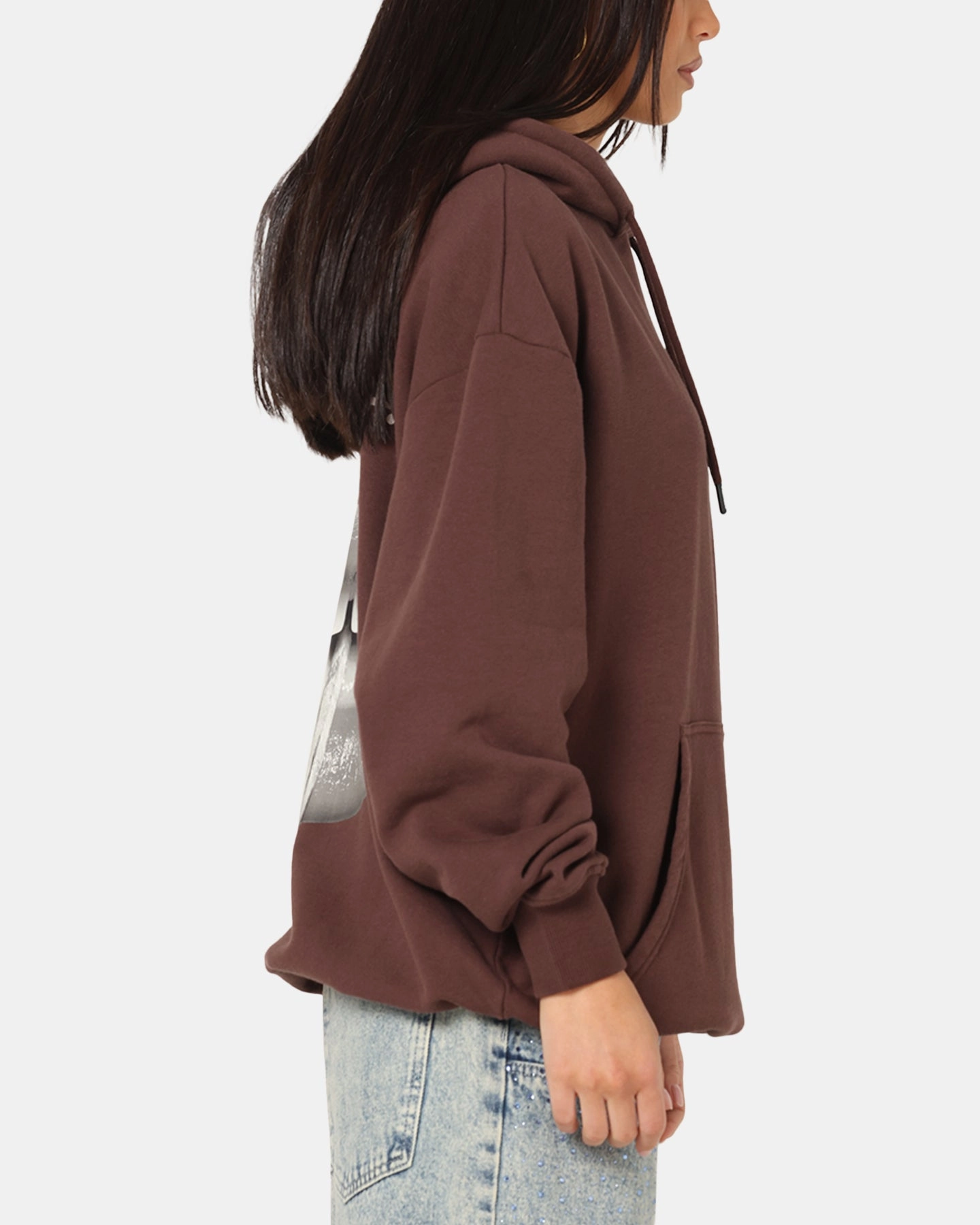 Playboy Gothic Mono Lips Hoodie Washed Brown suitable for autumn festivals