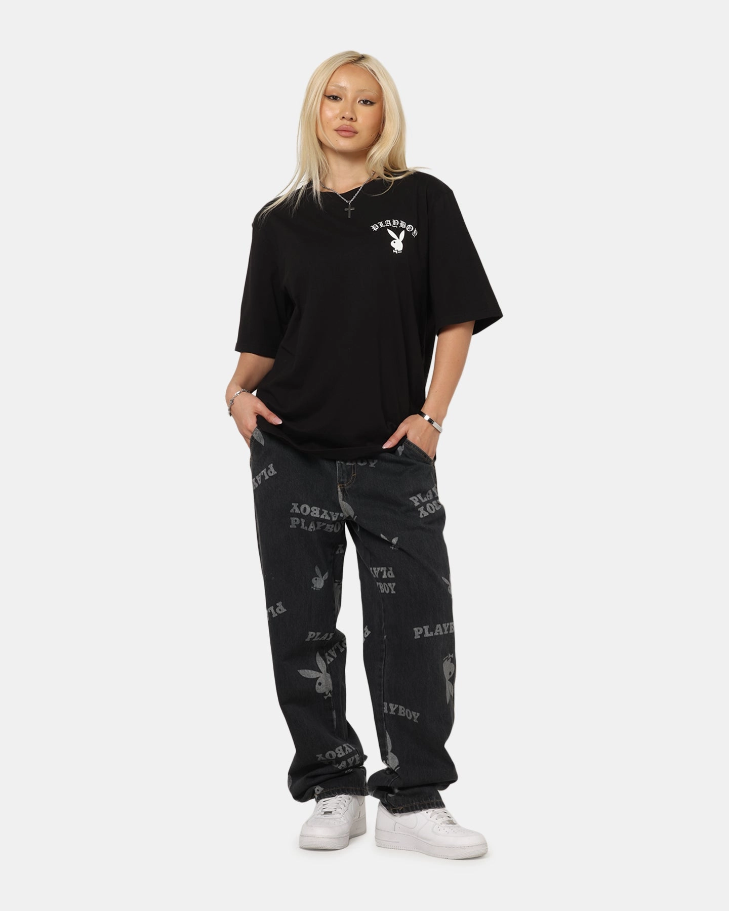 Smart Fashion Playboy Gothic Mono Lips T-Shirt Black