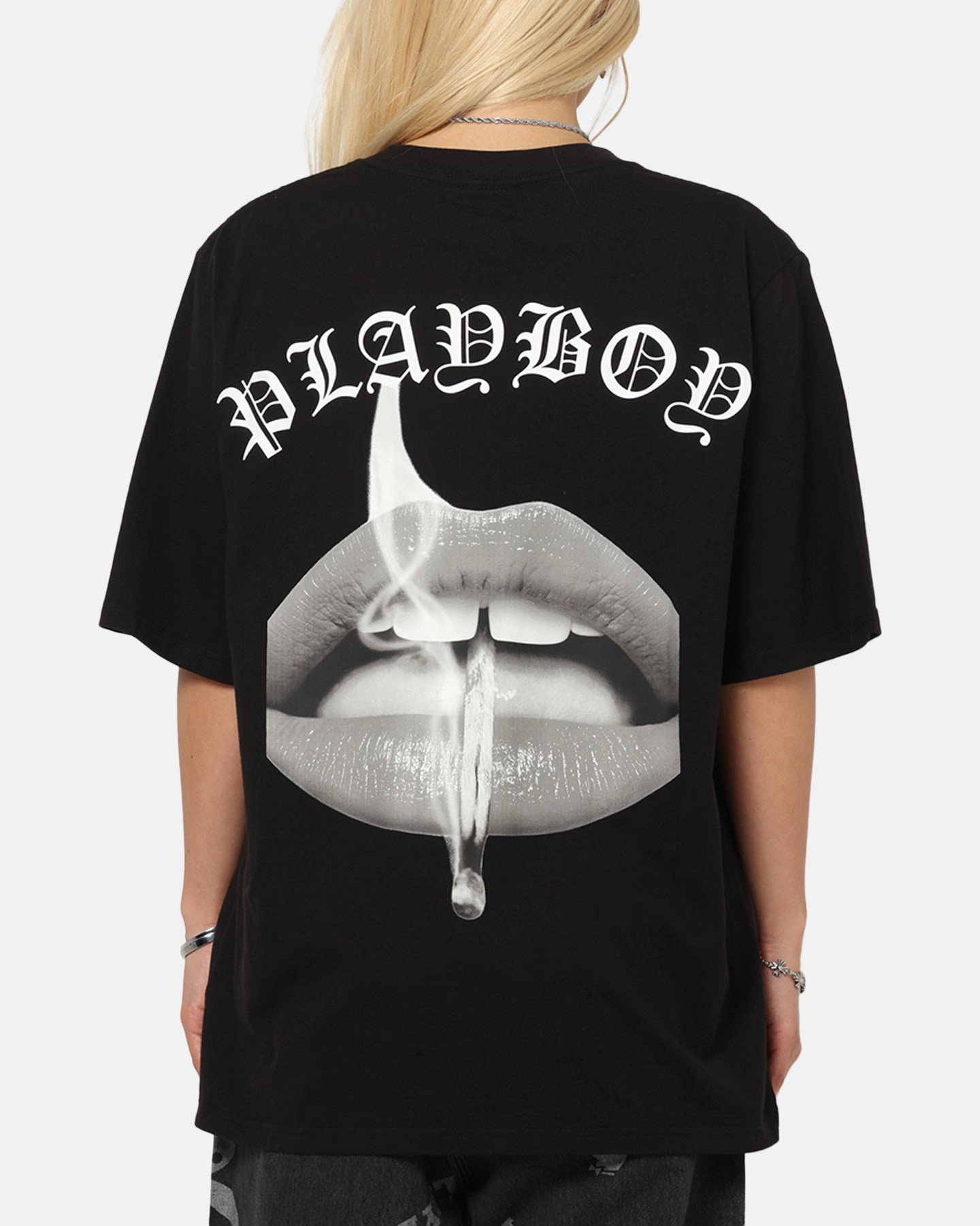 Playboy Gothic Mono Lips T-Shirt Black Casual Must-Have
