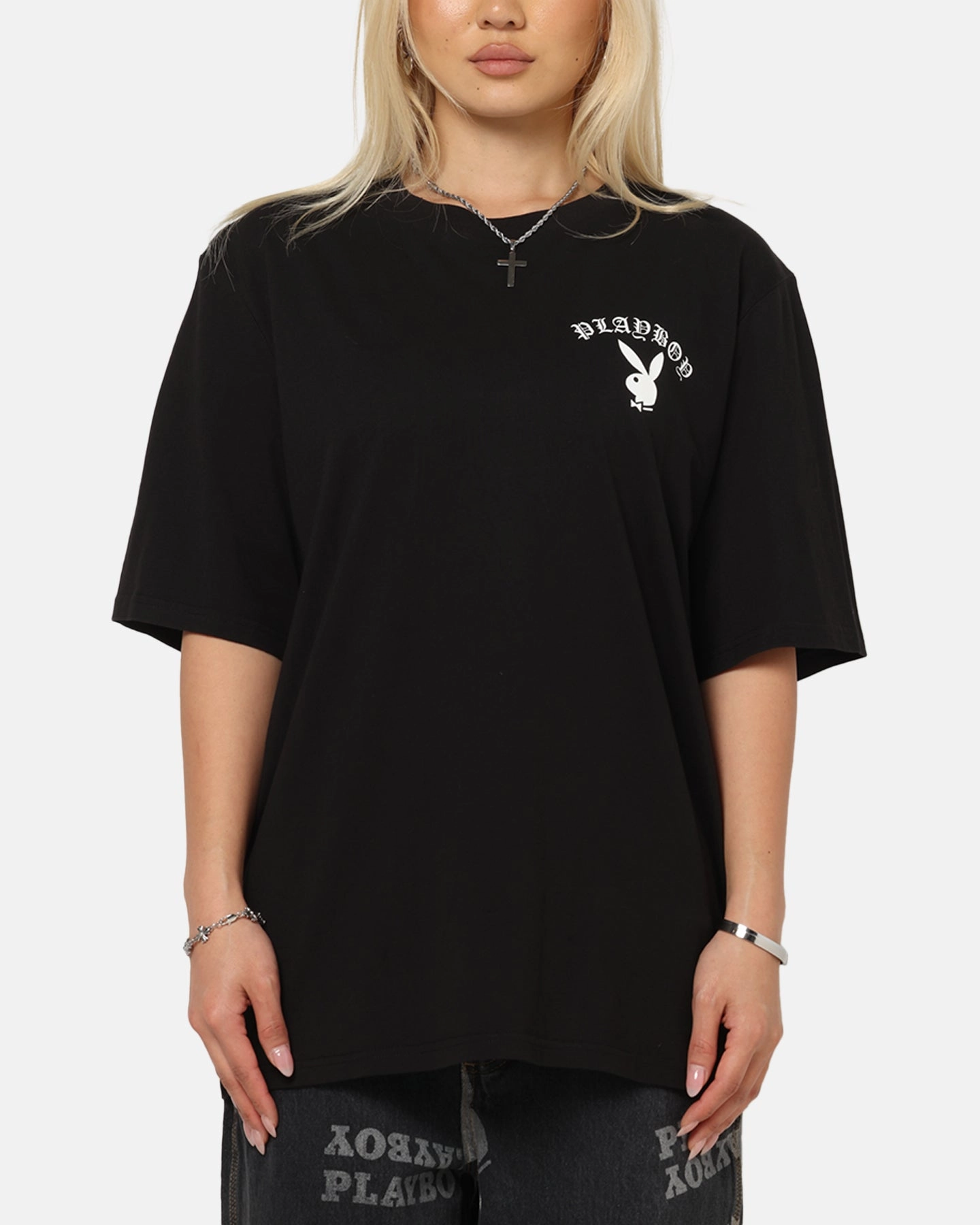Fashion Fit Ultra Soft Blend Playboy Gothic Mono Lips T-Shirt Black