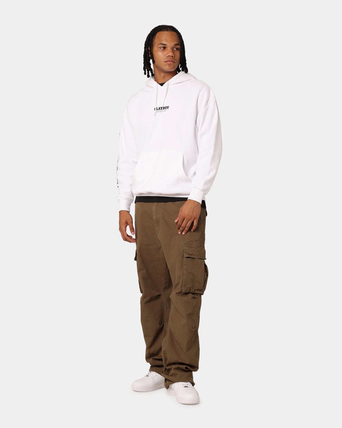 Adaptive Fit label Playboy Jan '89 Hoodie White