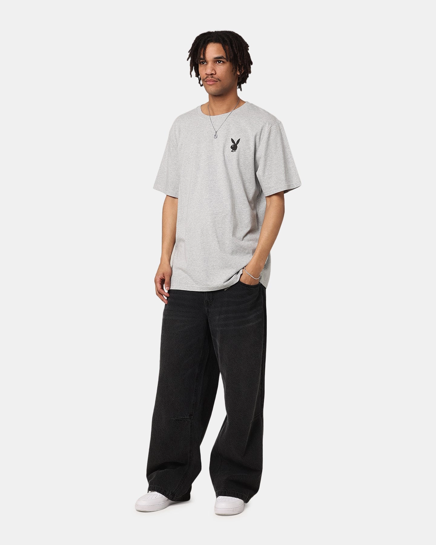 Urban Casual Look Seasonal Layer Playboy Logo Bunny O T-Shirt Grey Marle