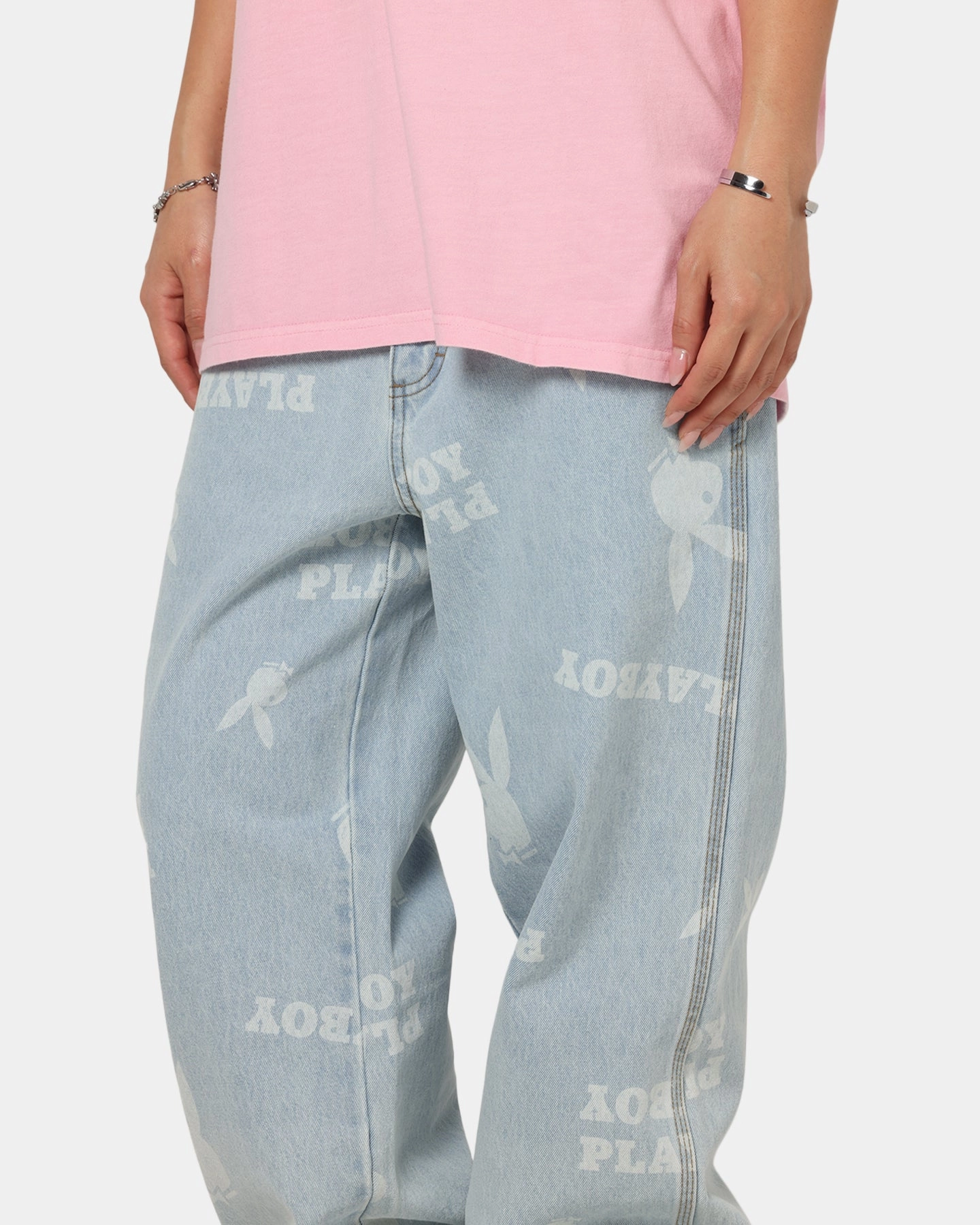 Modern Minimalist Stretch Versatile Winter Warmth Playboy Mess Denim Jeans Light Indigo