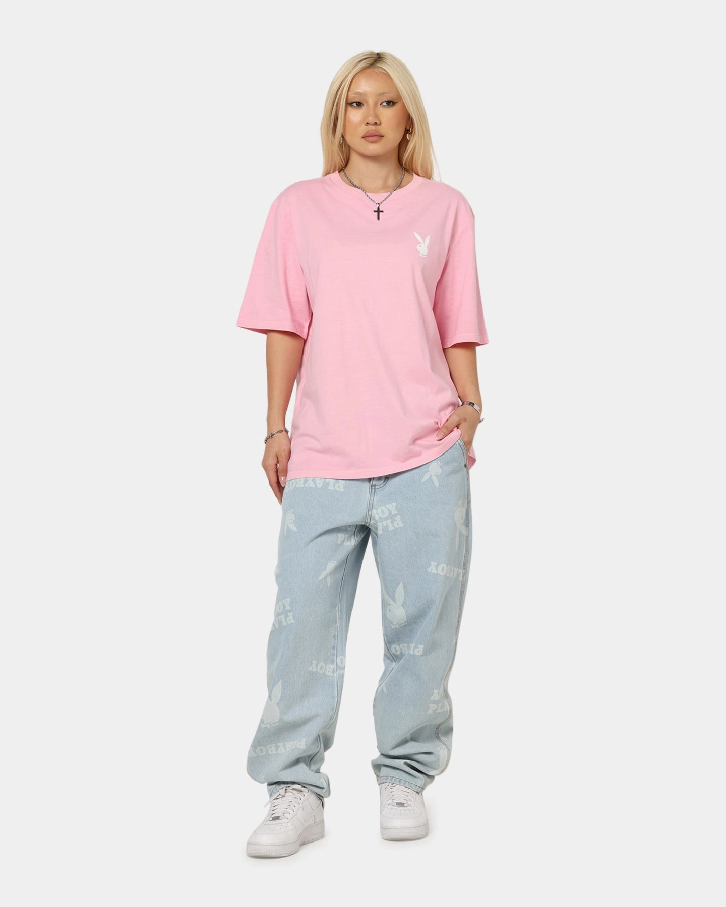 Holiday Vibes Evening Stroll Picnic Style Playboy Mess Denim Jeans Light Indigo