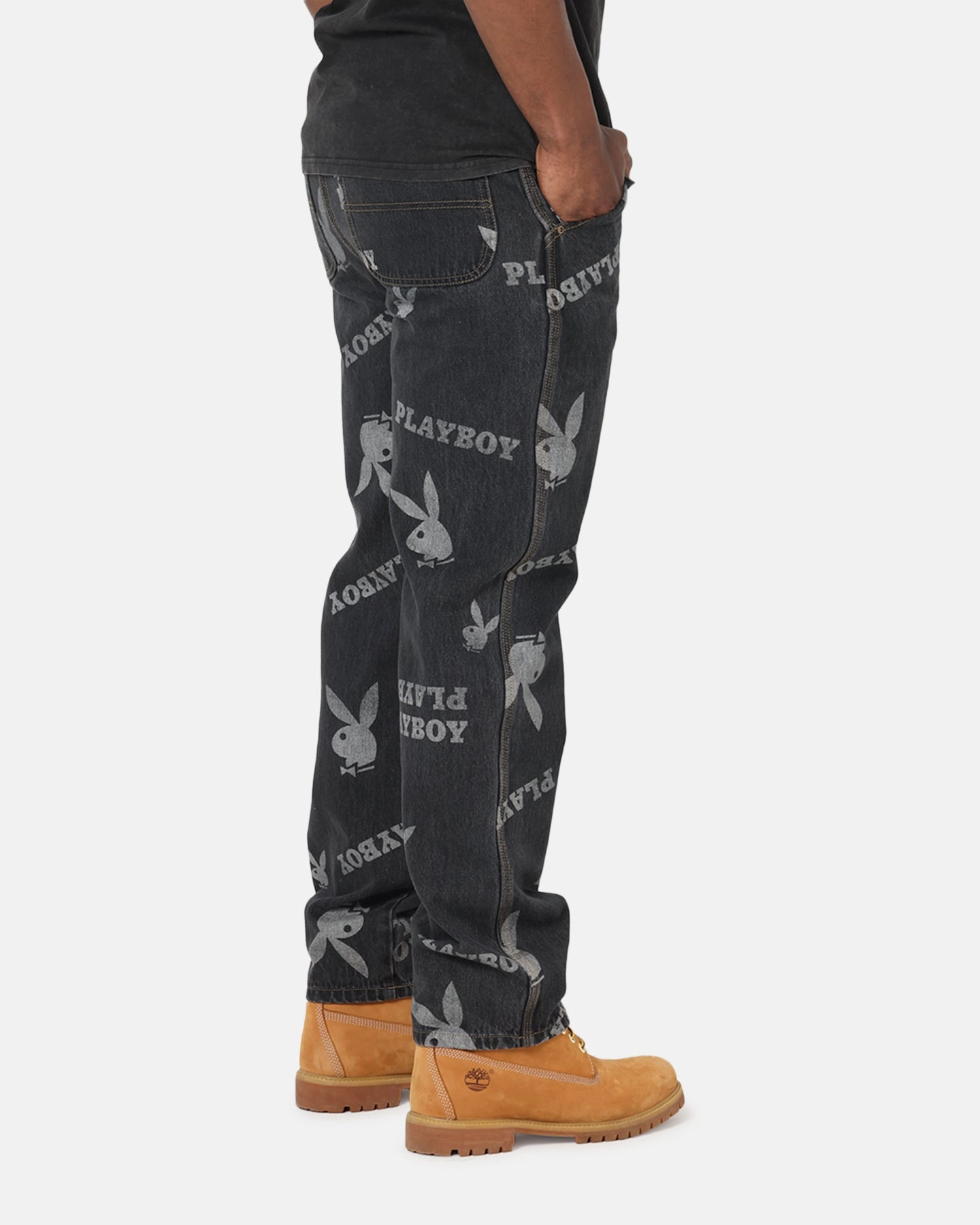 Playboy Mess Denim Jeans Washed Black Flexible Design