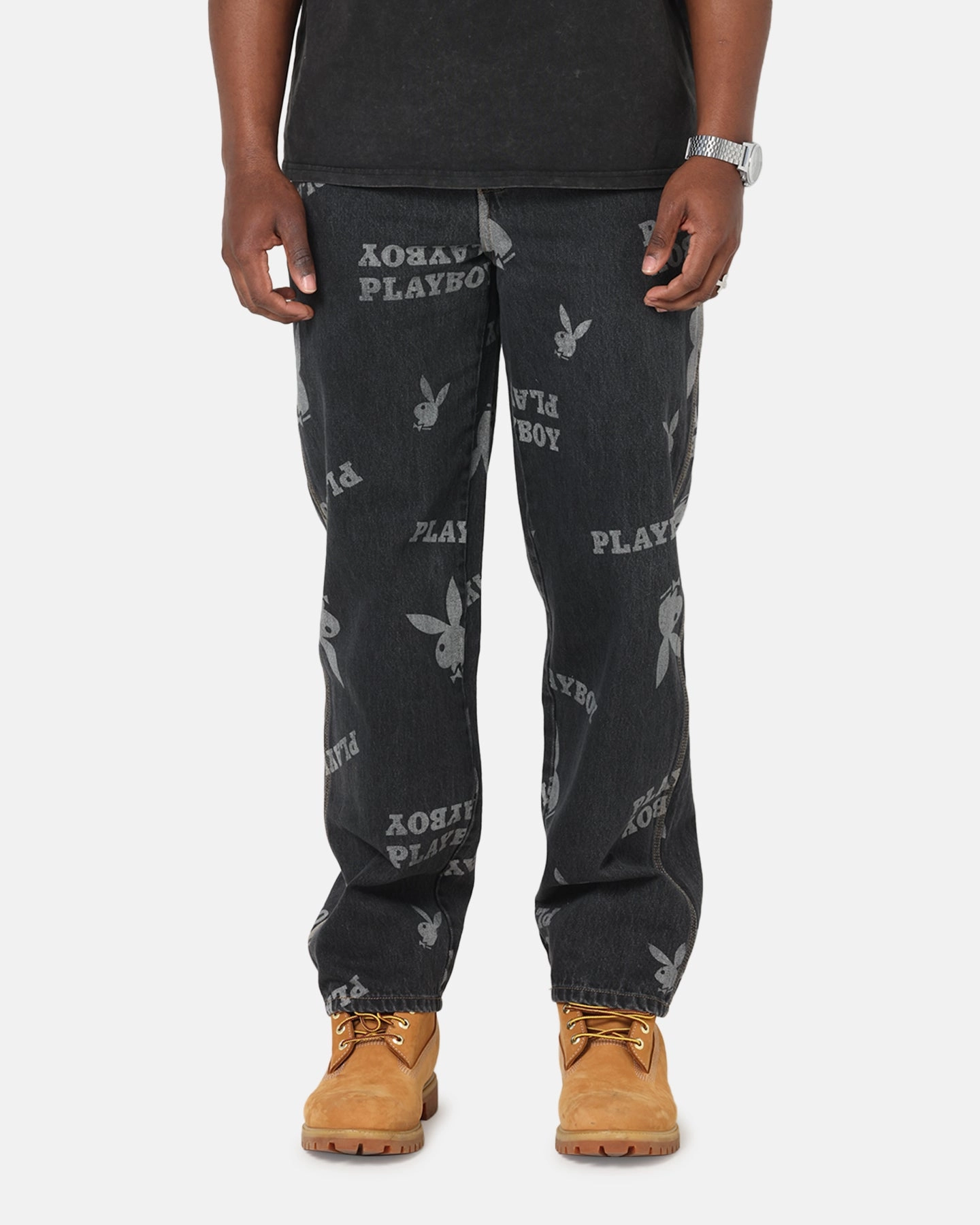 Playboy Mess Denim Jeans Washed Black Teen Outfit Bold Urban Explorer Everyday Outfit