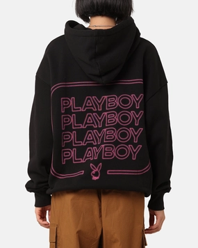 Playboy Neon Stack Hoodie Black/Pink Classic Comfort Dry clean only