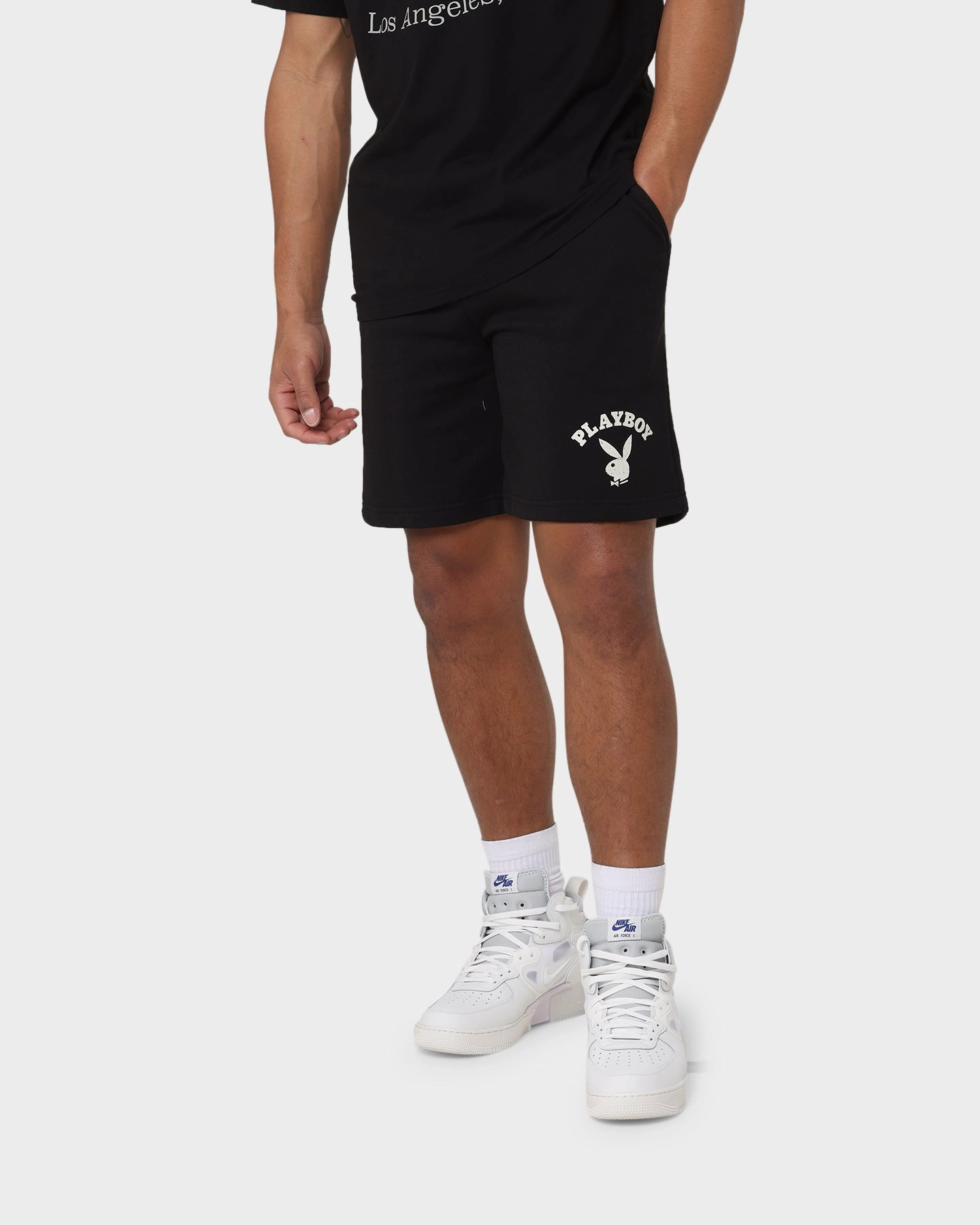 hiking apparel petite size Playboy PB Track Club Track Shorts Black