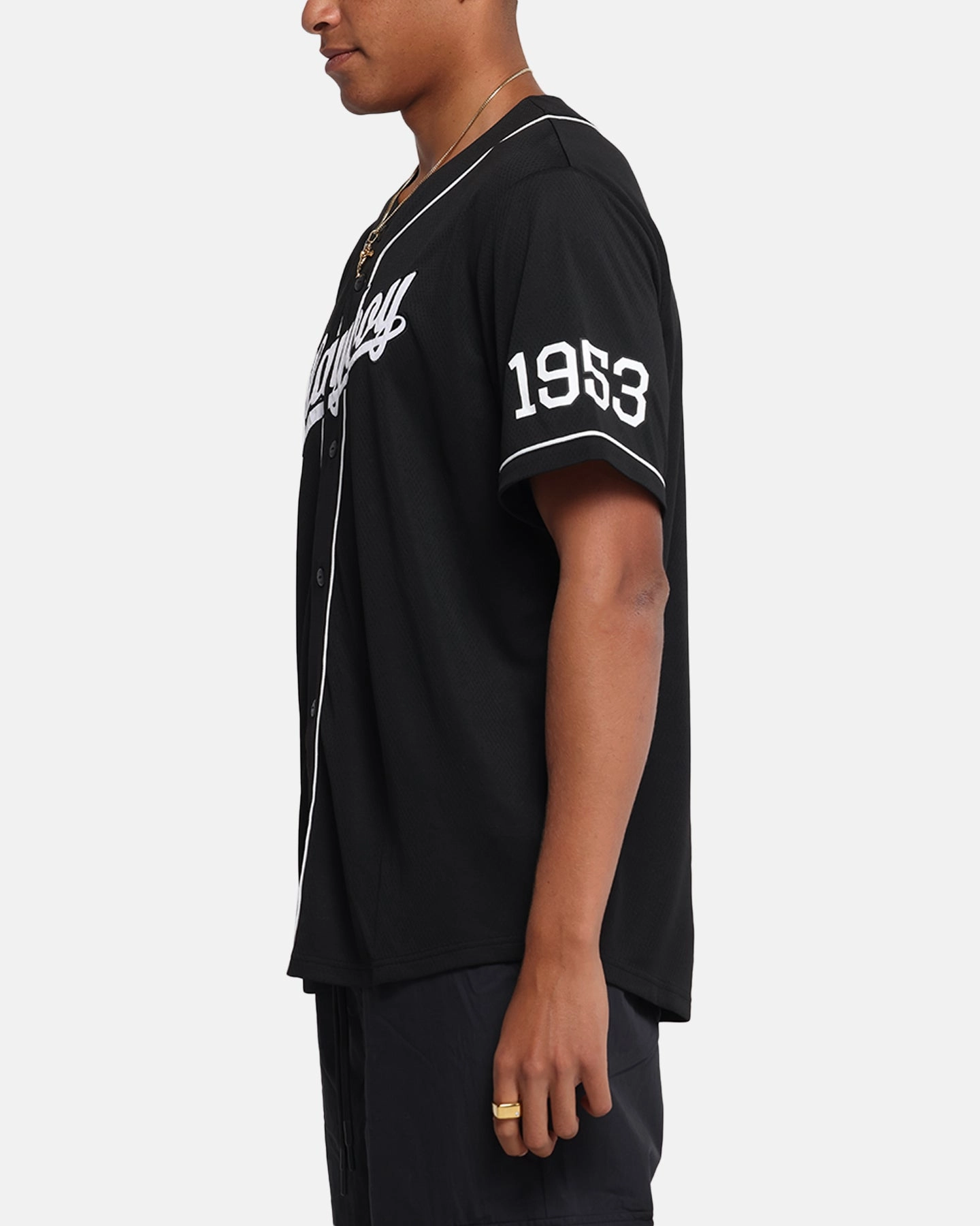 Playboy Playboy Bunny Baseball Jersey Black Directional Vent Patterns Non Chafing Edges