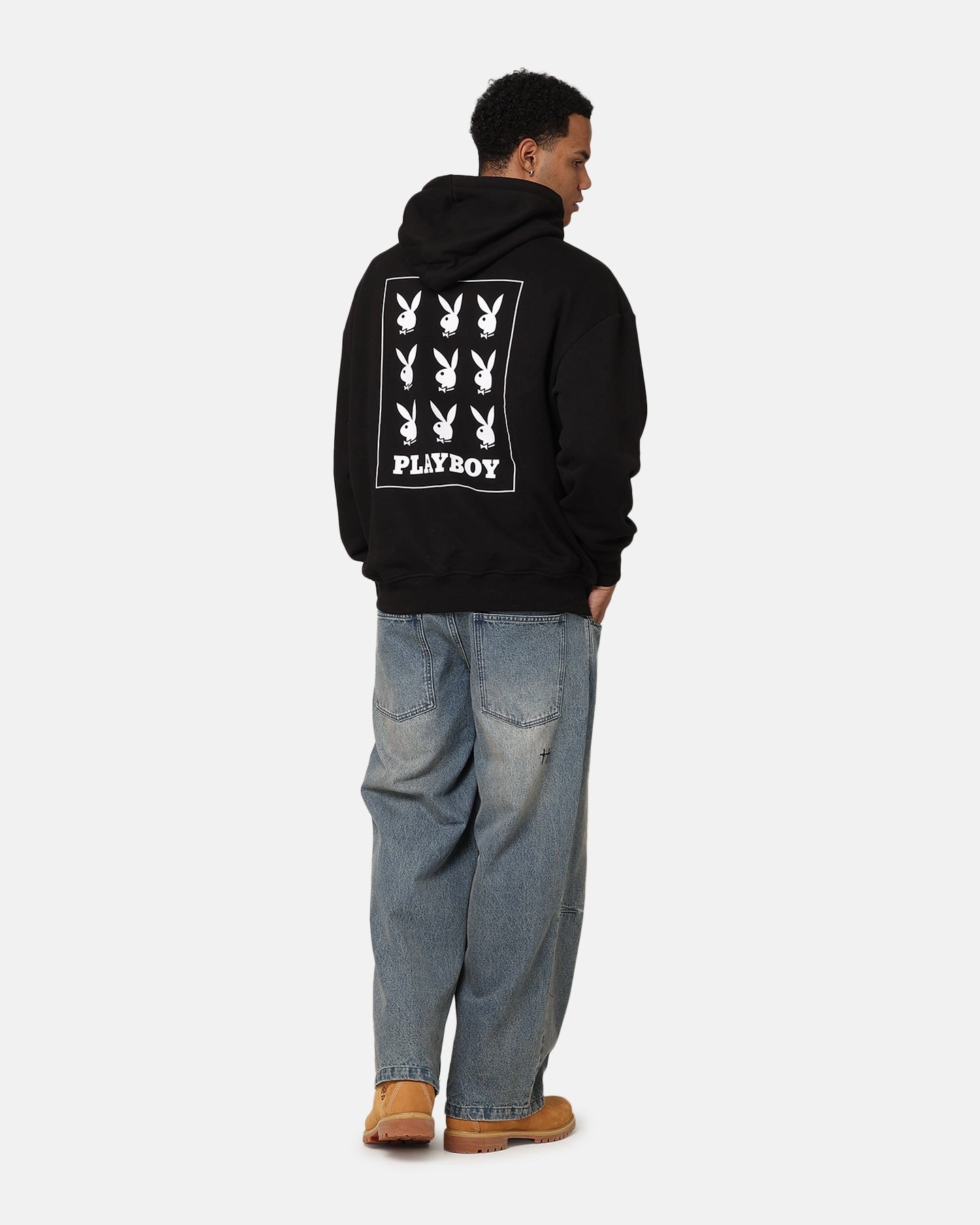 Moment Abrasion Resistant Material Playboy Repeat Bunny Stack Hoodie Black