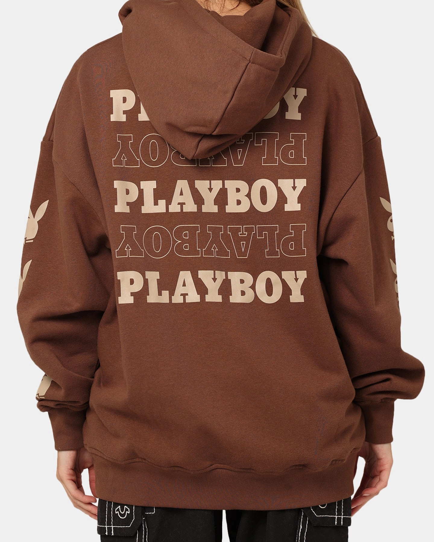 Courage Playboy Side Bunny Stack Hoodie Brown