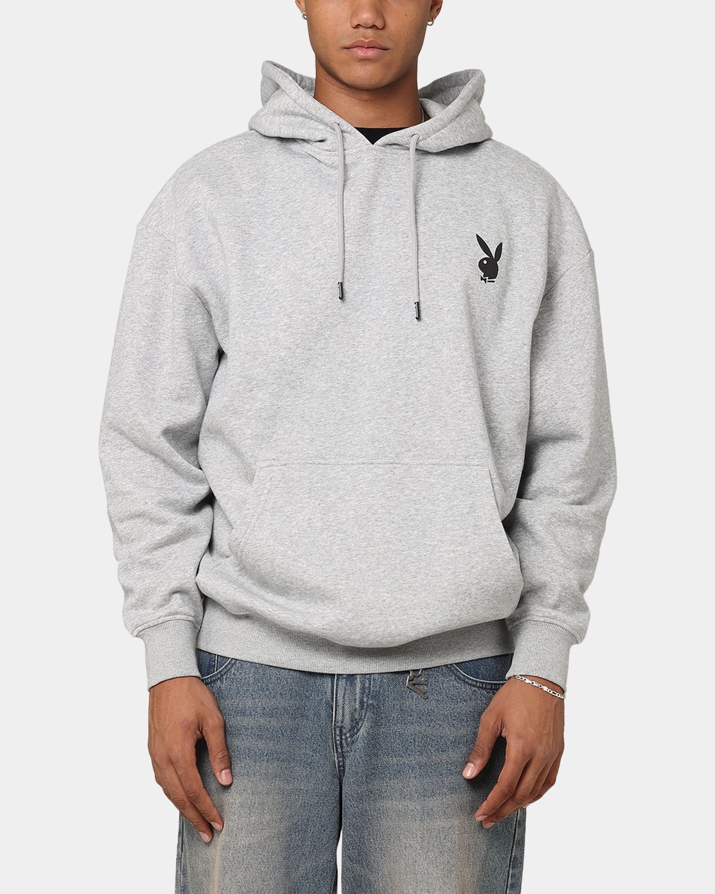 snowy Adjustable Waistband Playboy Solo RHD Icon Hoodie Grey Marle