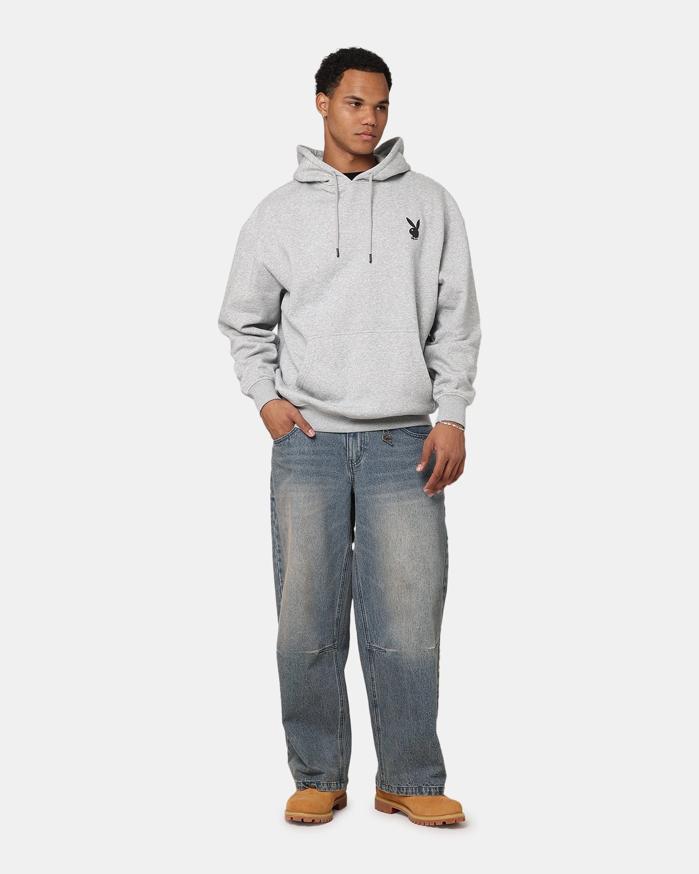 Playboy Solo RHD Icon Hoodie Grey Marle Fresh Look