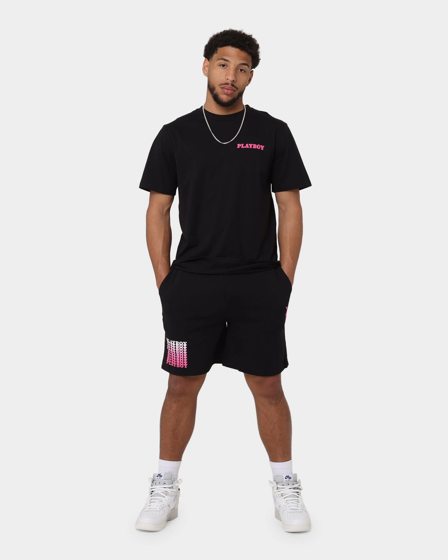 Gloves SoftInnerLining Playboy Stack Blend Track Shorts Black Magenta