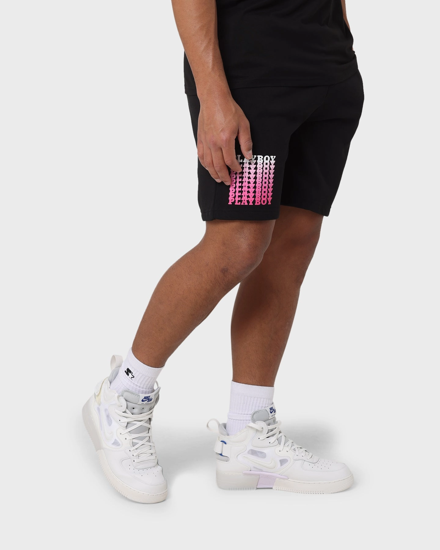 Playboy Stack Blend Track Shorts Black Magenta Go Soft Athletic Wear