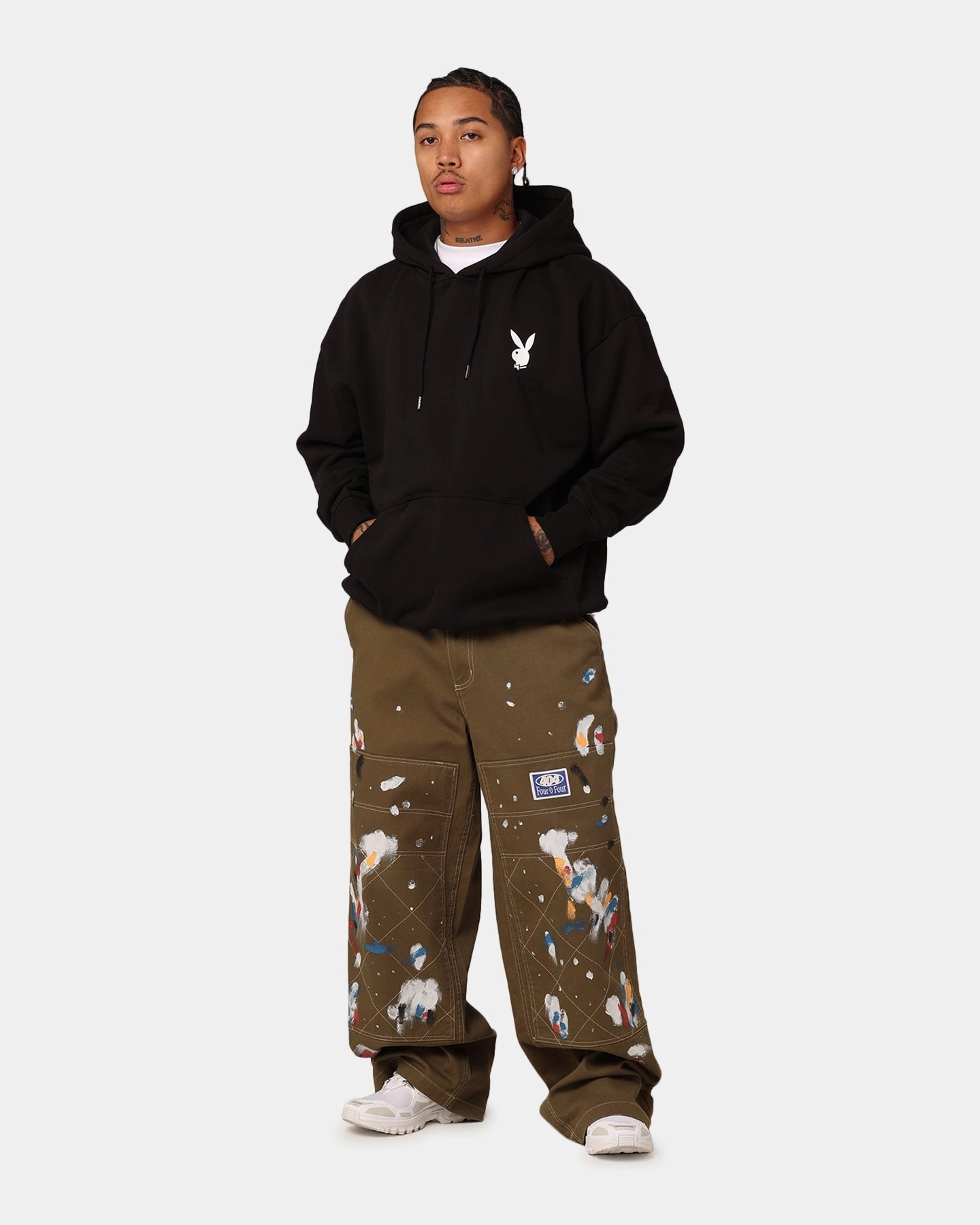 Playboy Stack Original Hoodie Black Goods Collapsible Hood Structure