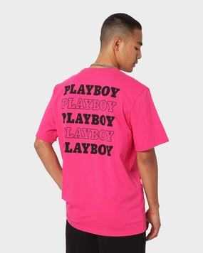 Playboy Stack T-Shirt Hot Pink Micro Perforated Fabric Seasonal Comfort Style