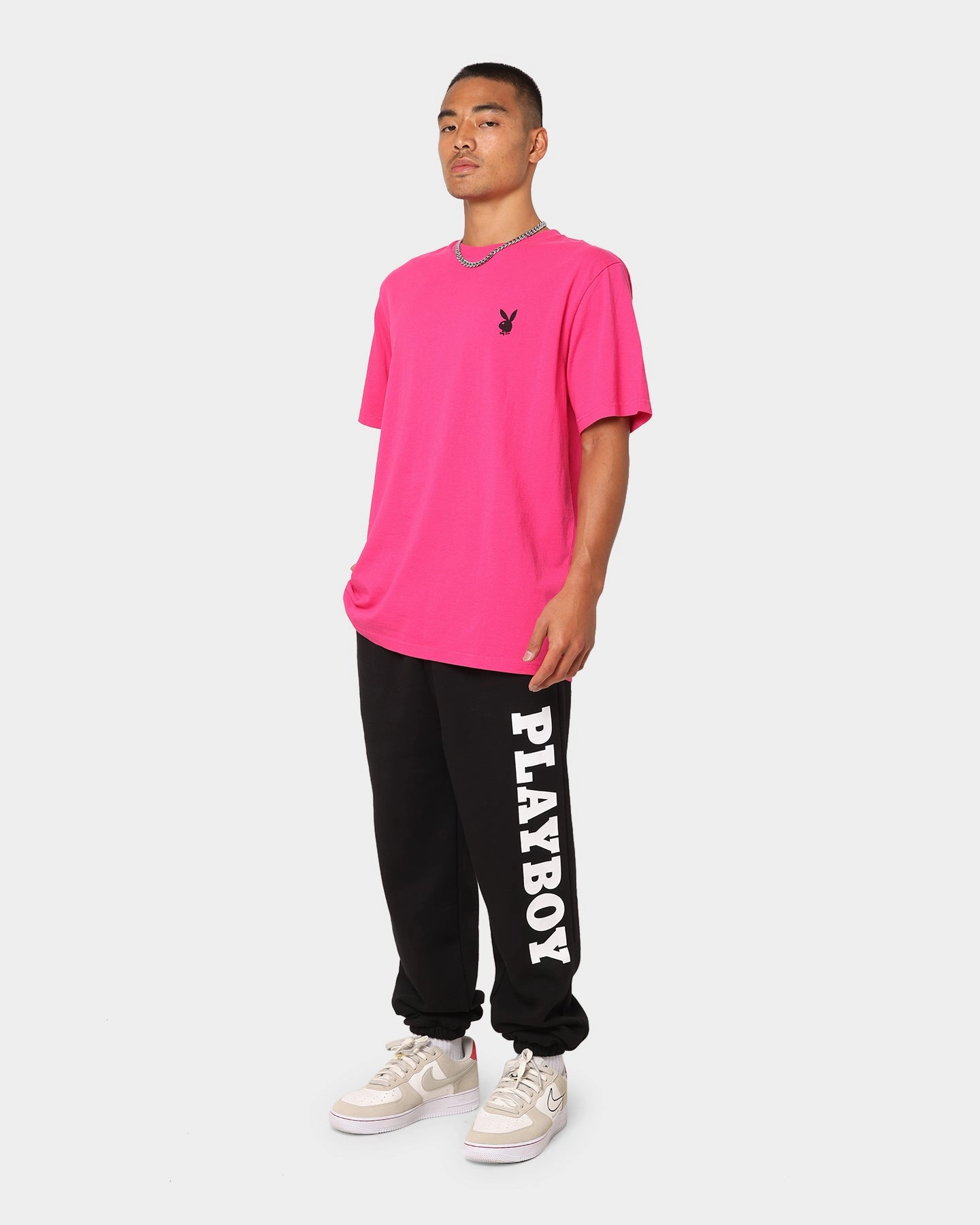Easy and Relaxed Bold Comfort Playboy Stack T-Shirt Hot Pink