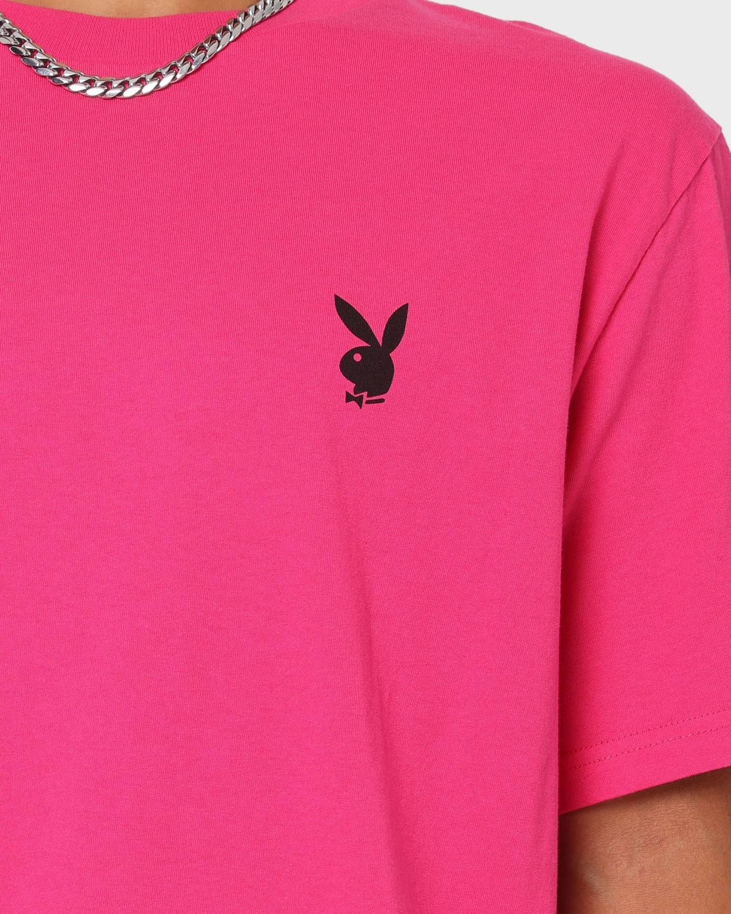 Eco Friendly Dye Relaxed Fit Playboy Stack T-Shirt Hot Pink