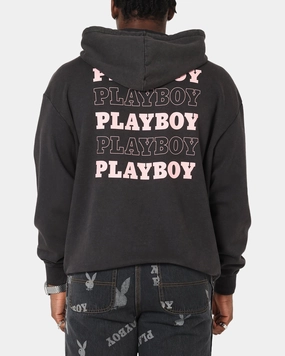 Playboy Stack Washed Hoodie Washed Black Performance - measured Unique