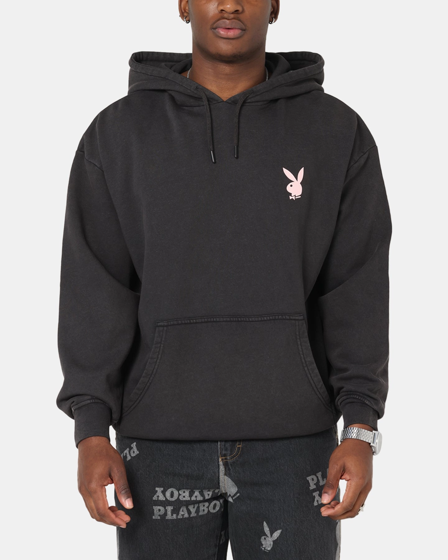Network - connected above ground Playboy Stack Washed Hoodie Washed Black