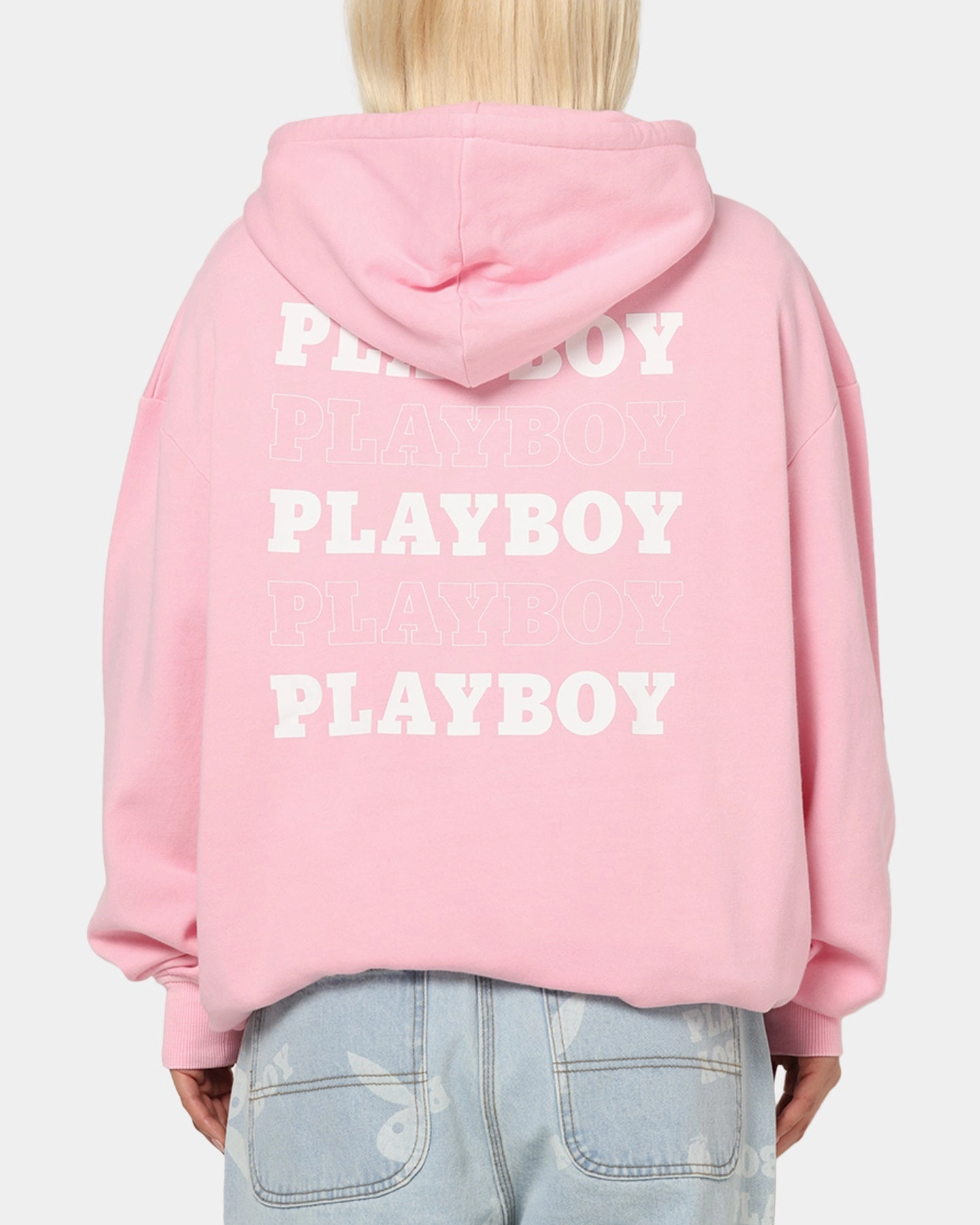 Playboy Stack Washed Hoodie Washed Pink Headband Compact Storage