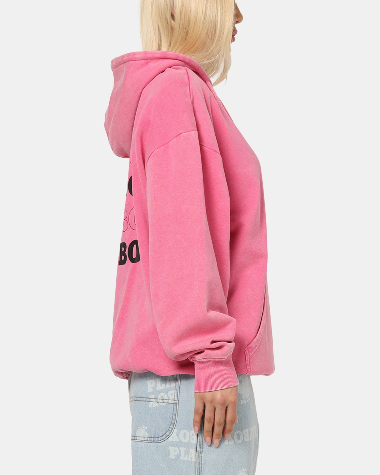 Street Vibe Playboy Stack Washed Hoodie Washed Raspberry