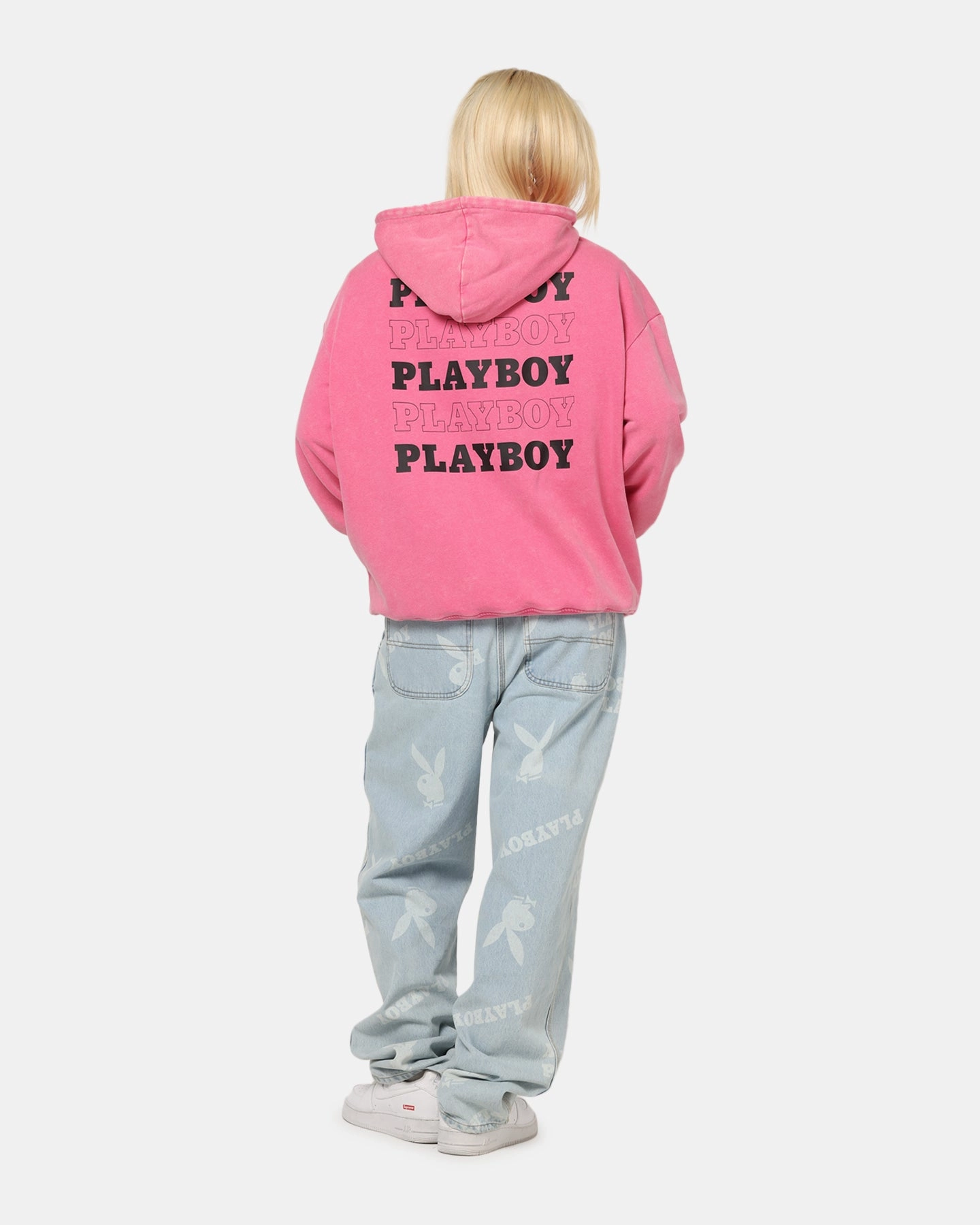 Playboy Stack Washed Hoodie Washed Raspberry Necklace