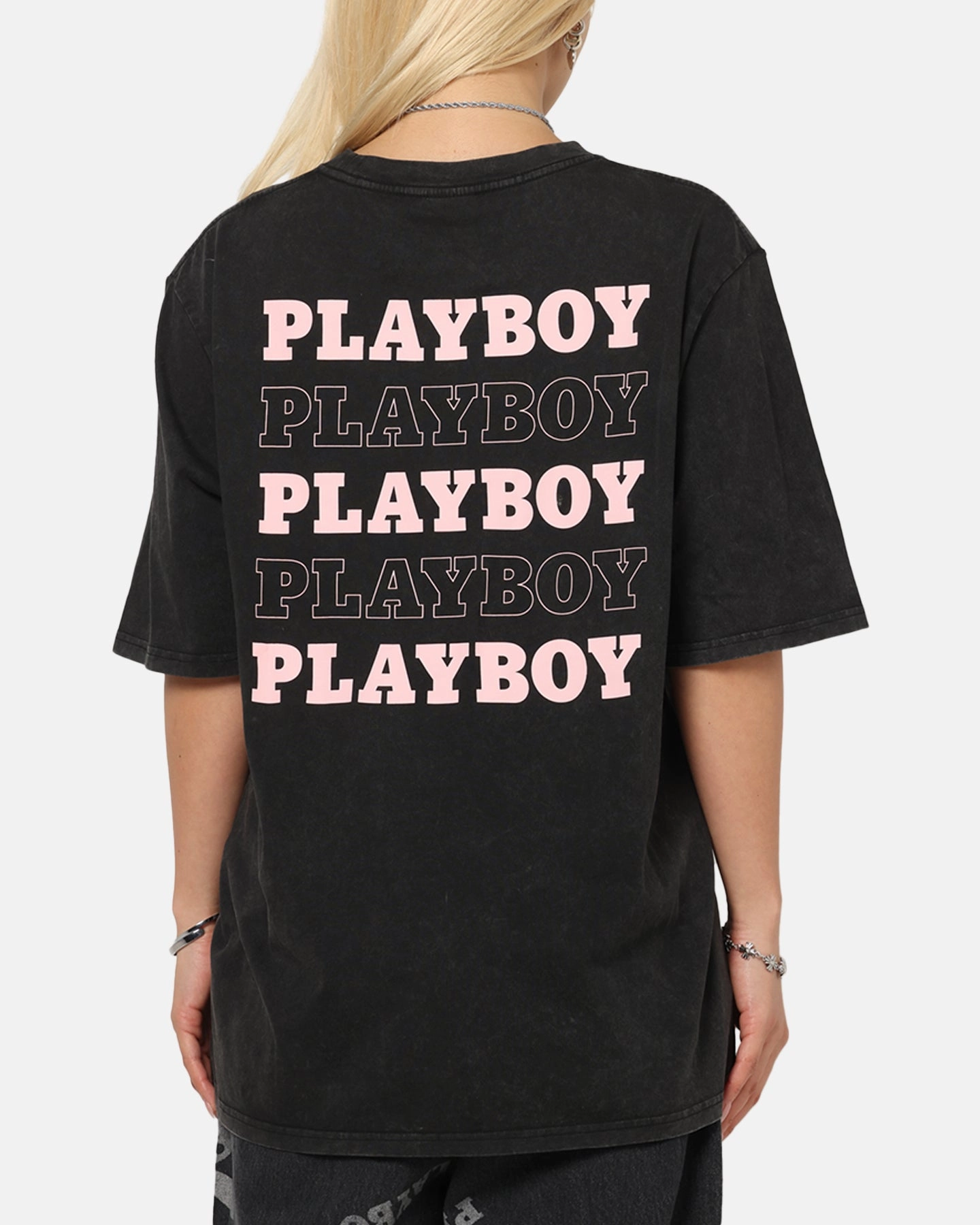 Playboy Stack Washed T-Shirt Washed Black Stylish Wearable Lightweight Design