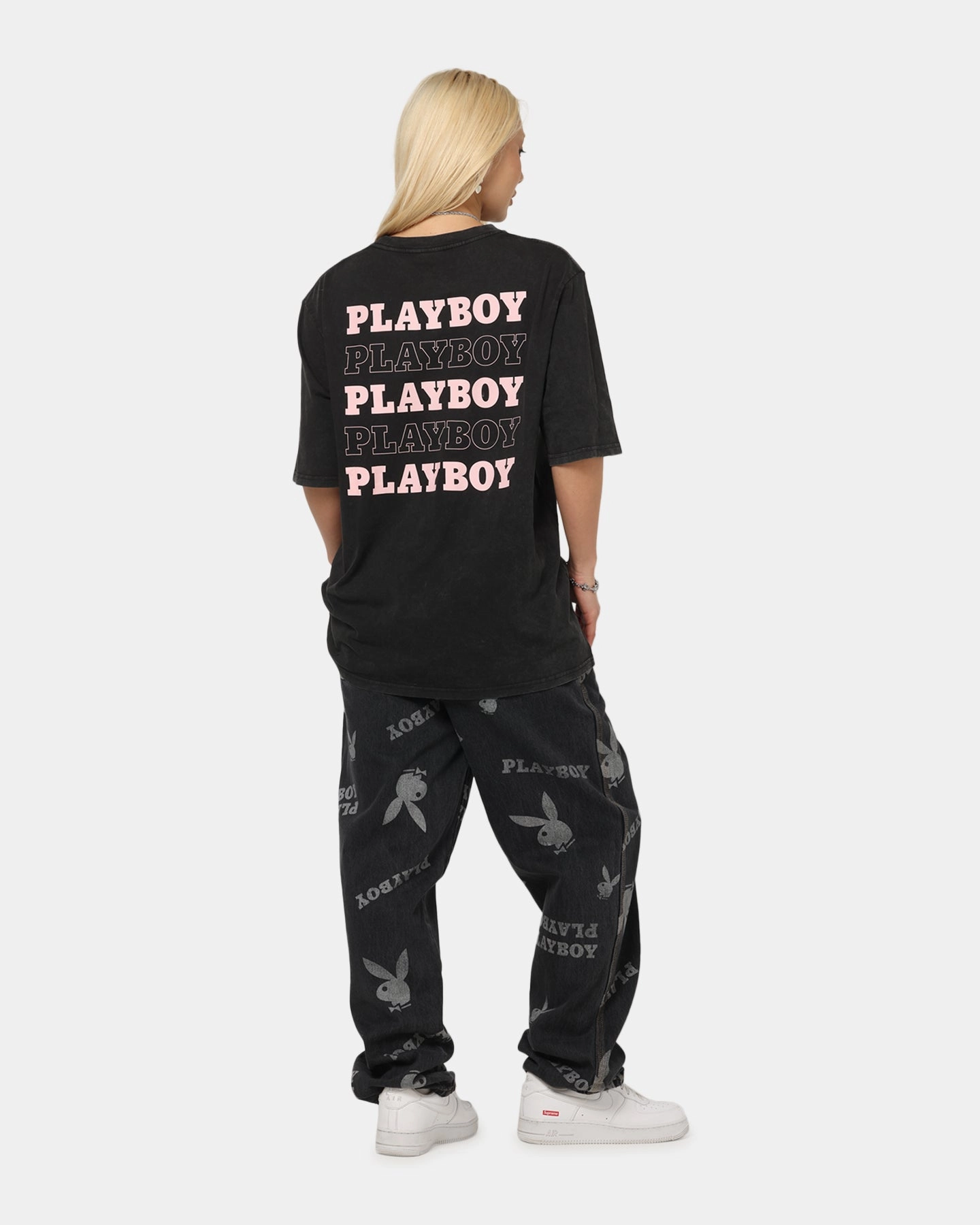 Playboy Stack Washed T-Shirt Washed Black Sporty Comfort Wear