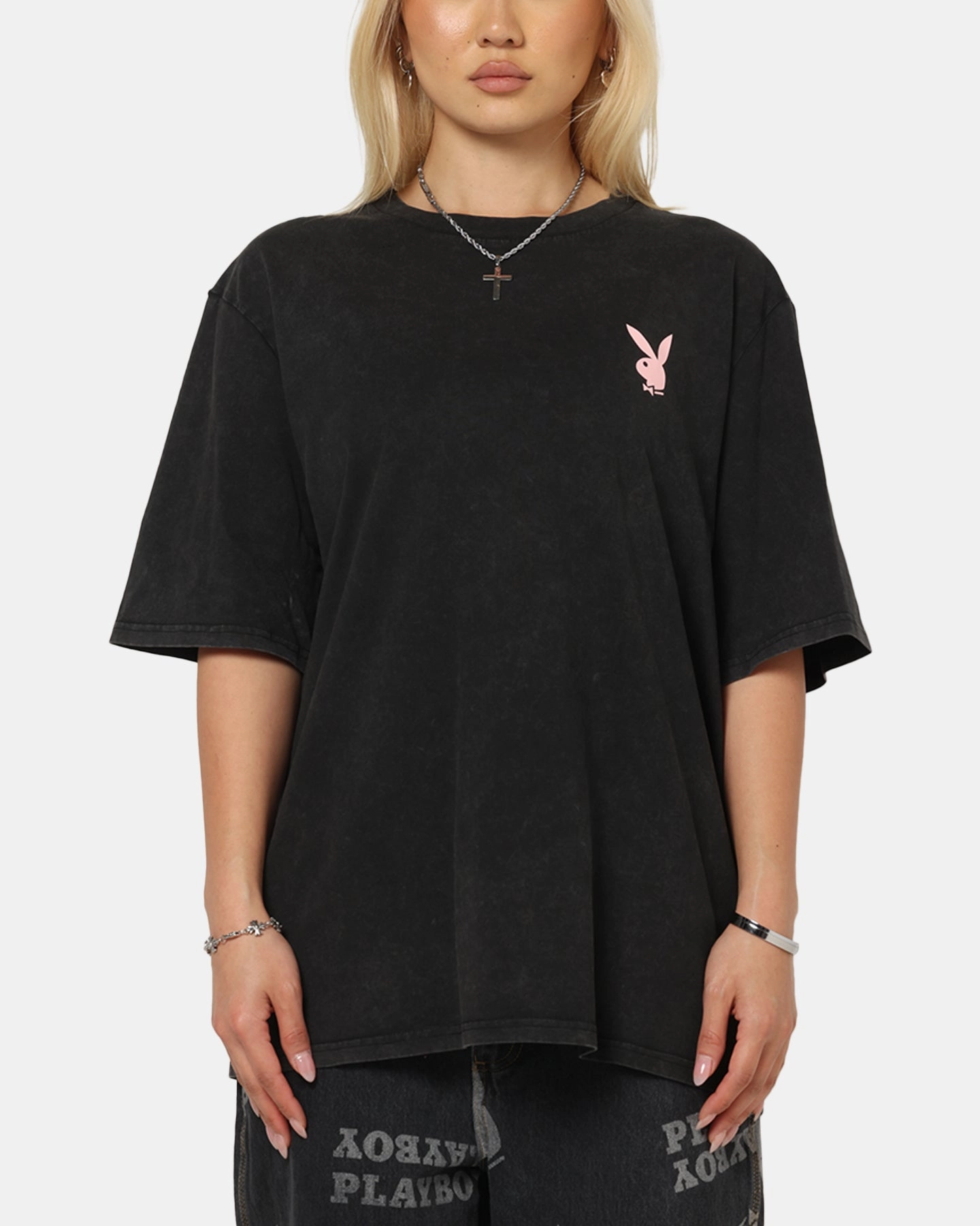 Playboy Stack Washed T-Shirt Washed Black Urban Trend Look