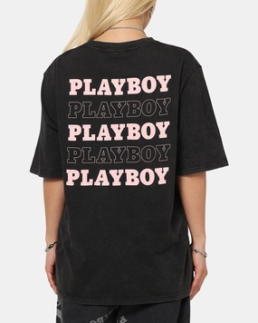Playboy Stack Washed T-Shirt Washed Black Stylish Wearable Lightweight Design