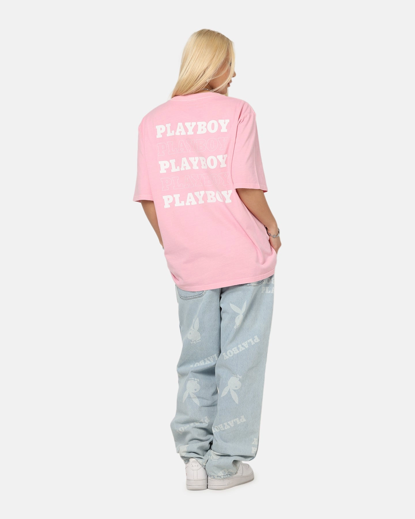 Playboy Stack Washed T-Shirt Washed Pink Casual Layering Wear