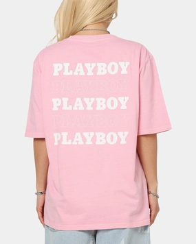 Playboy Stack Washed T-Shirt Washed Pink Cozy Wearable Daily Casual