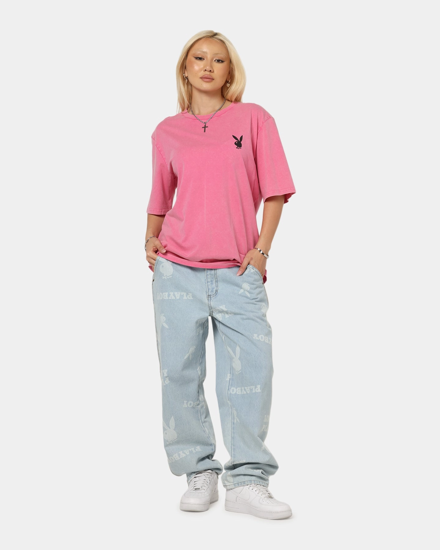 Playboy Stack Washed T-Shirt Washed Raspberry Abrasion resistant