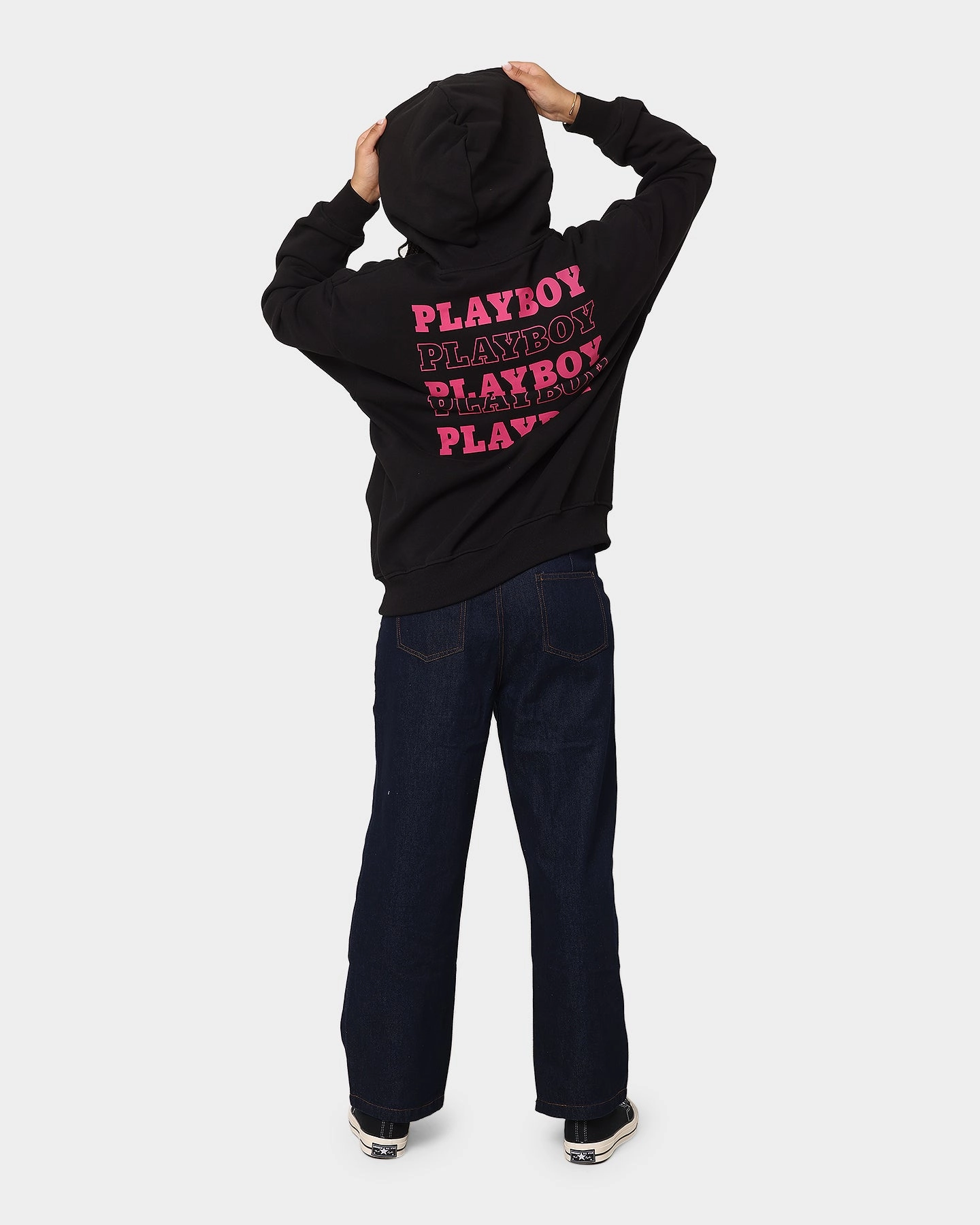 moonlight Age Playboy Stacked Hoodie Black